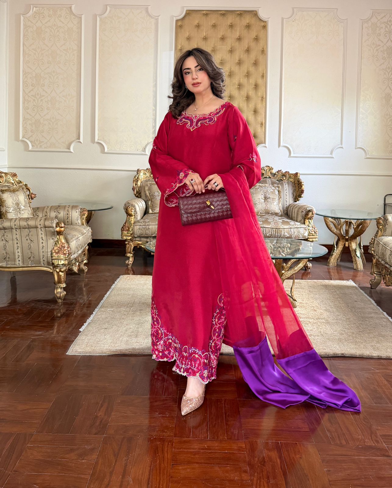 Red zinia kaftan